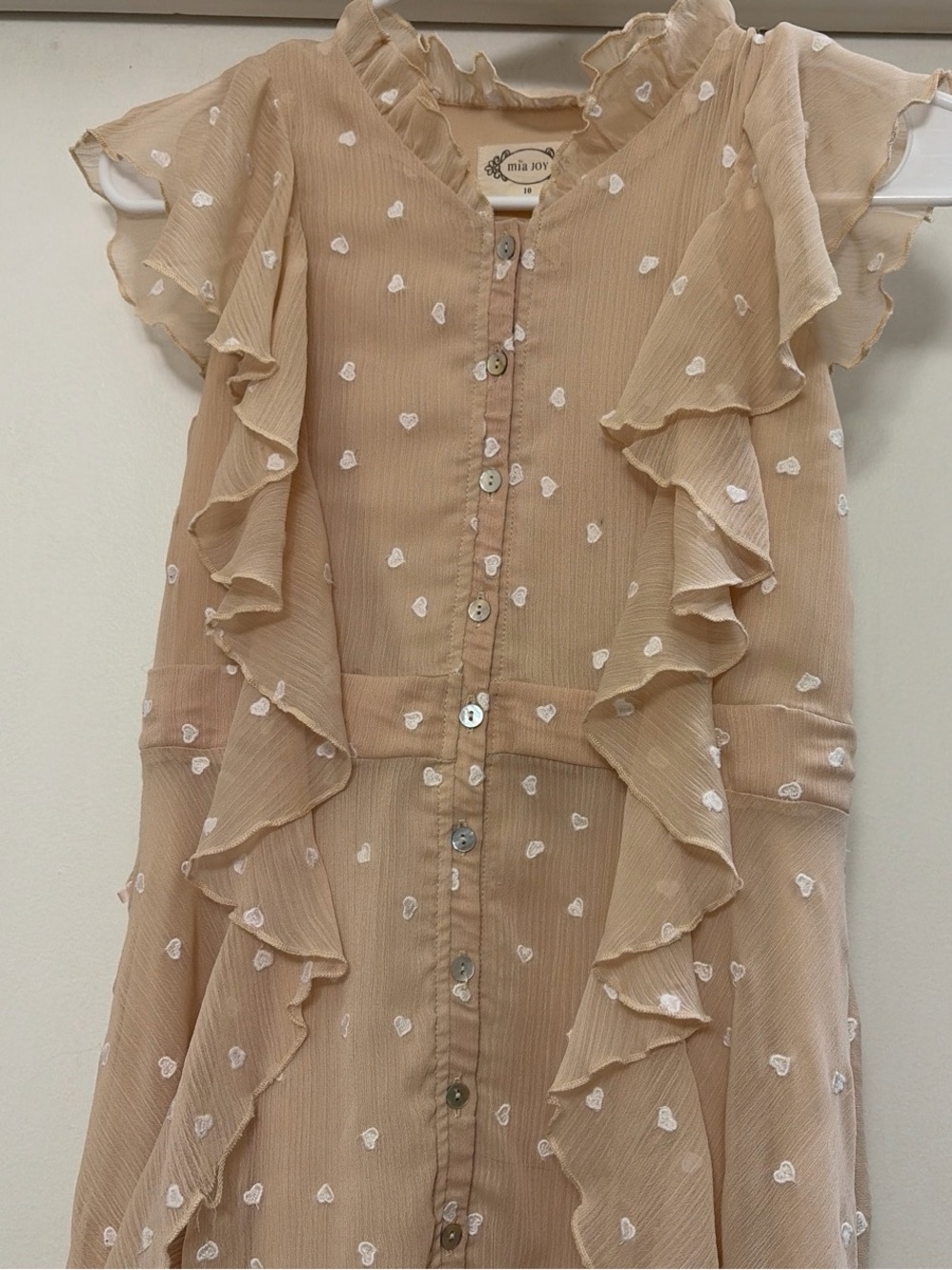 Joyfolie Beige Heart Ruffle Dress
